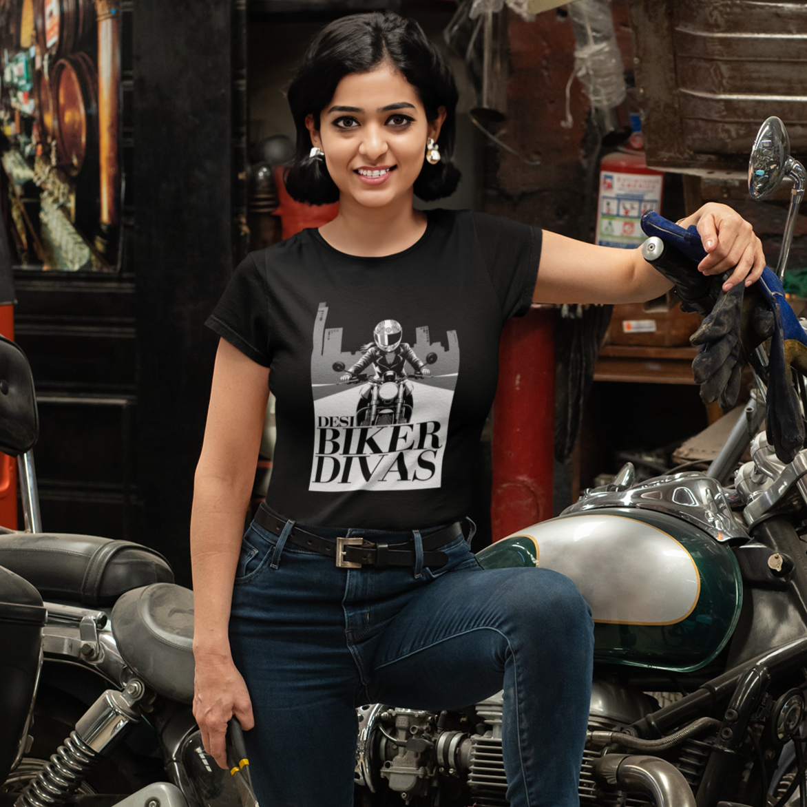 Desi Biker Divas short sleeve t-shirt: Night Ride Edition