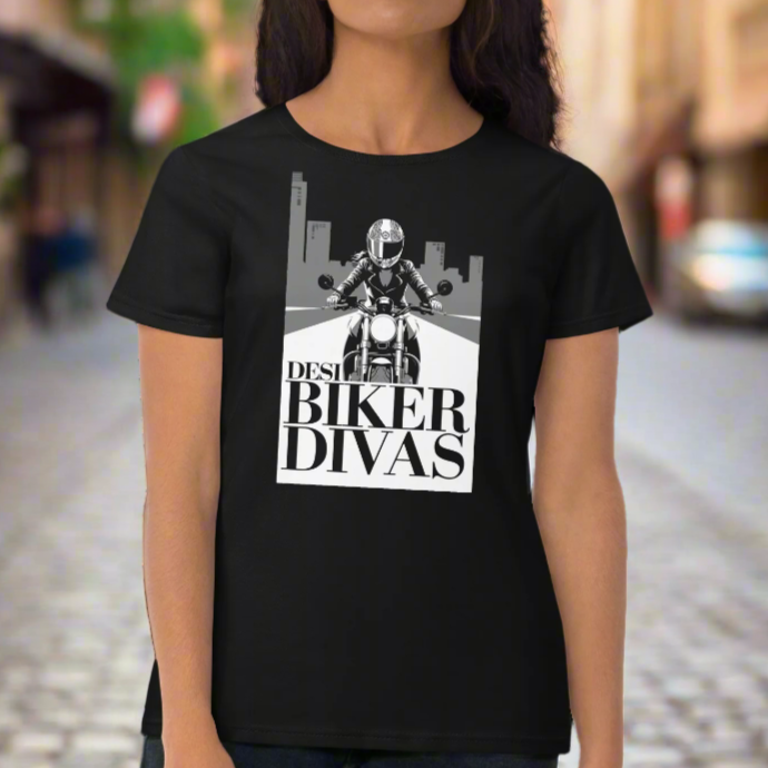 Desi Biker Divas short sleeve t-shirt: Night Ride Edition